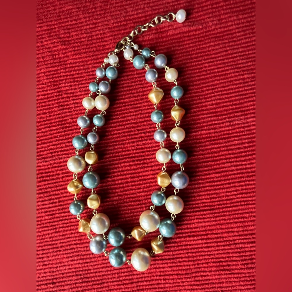 Vintage Two-strand Pastel Pearl Necklace